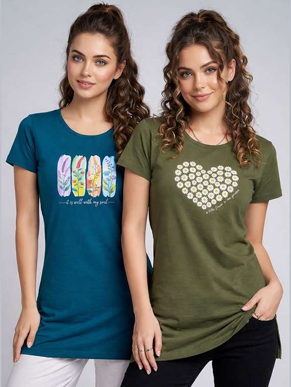women pack of 2 short sleeve loungewear t-shirt
