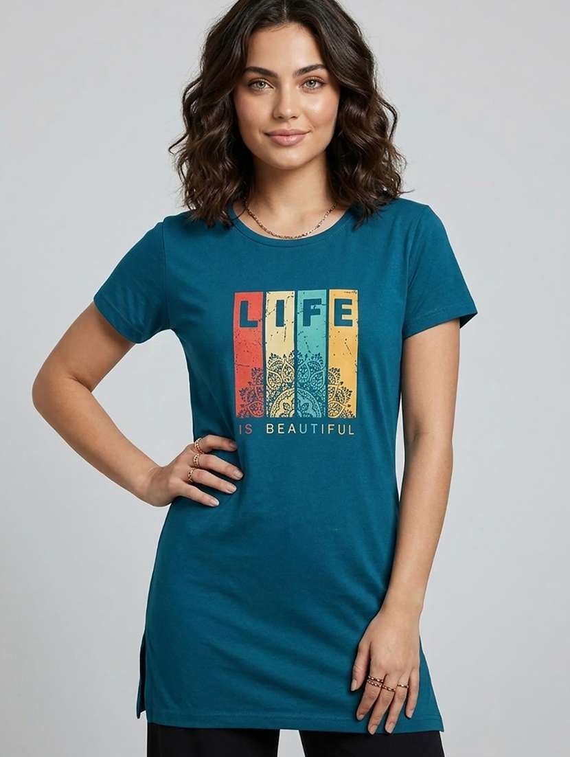 women pack of 2 printed round neck lounge-tshirt - 22465622 -  Standard Image - 3
