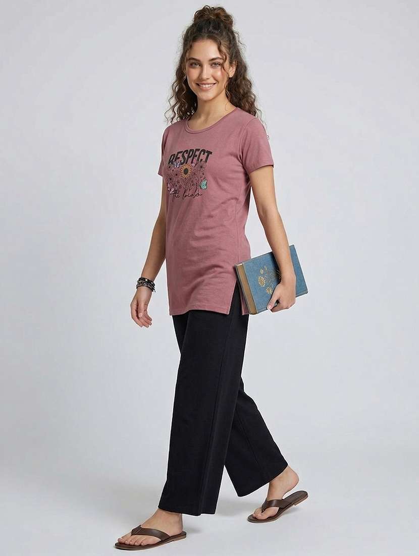 women pack of 2 printed round neck lounge-tshirt - 22465672 -  Standard Image - 5