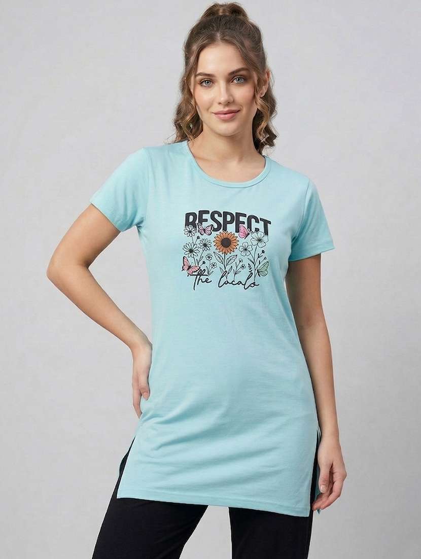 women pack of 2 printed round neck lounge-tshirt - 22465699 -  Standard Image - 3