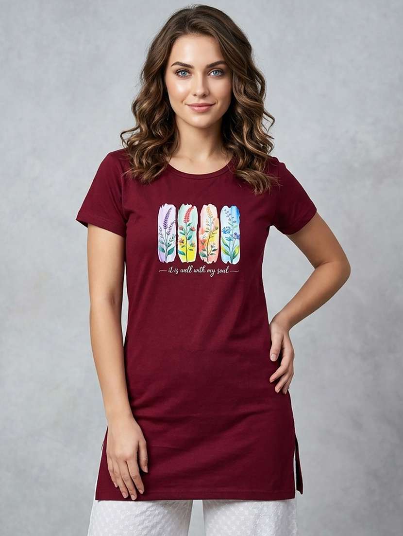 women pack of 2 printed round neck lounge-tshirt - 22465721 -  Standard Image - 3