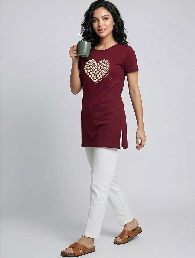 women pack of 2 printed round neck lounge-tshirt - 22465721 -  Standard Image - 5