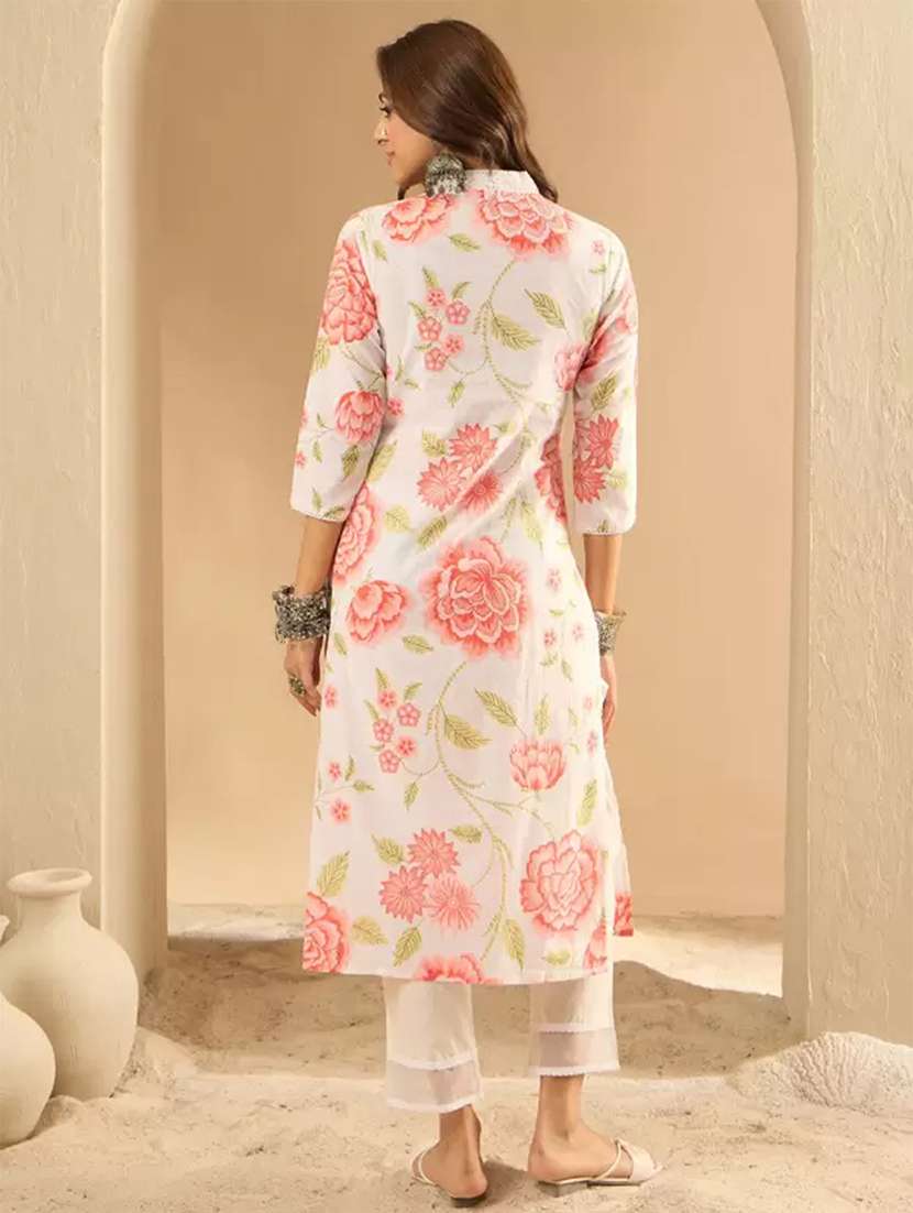 women beige cotton blend straight kurta - 22465775 -  Standard Image - 3