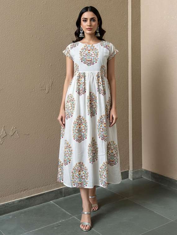 women white cotton blend gown dress