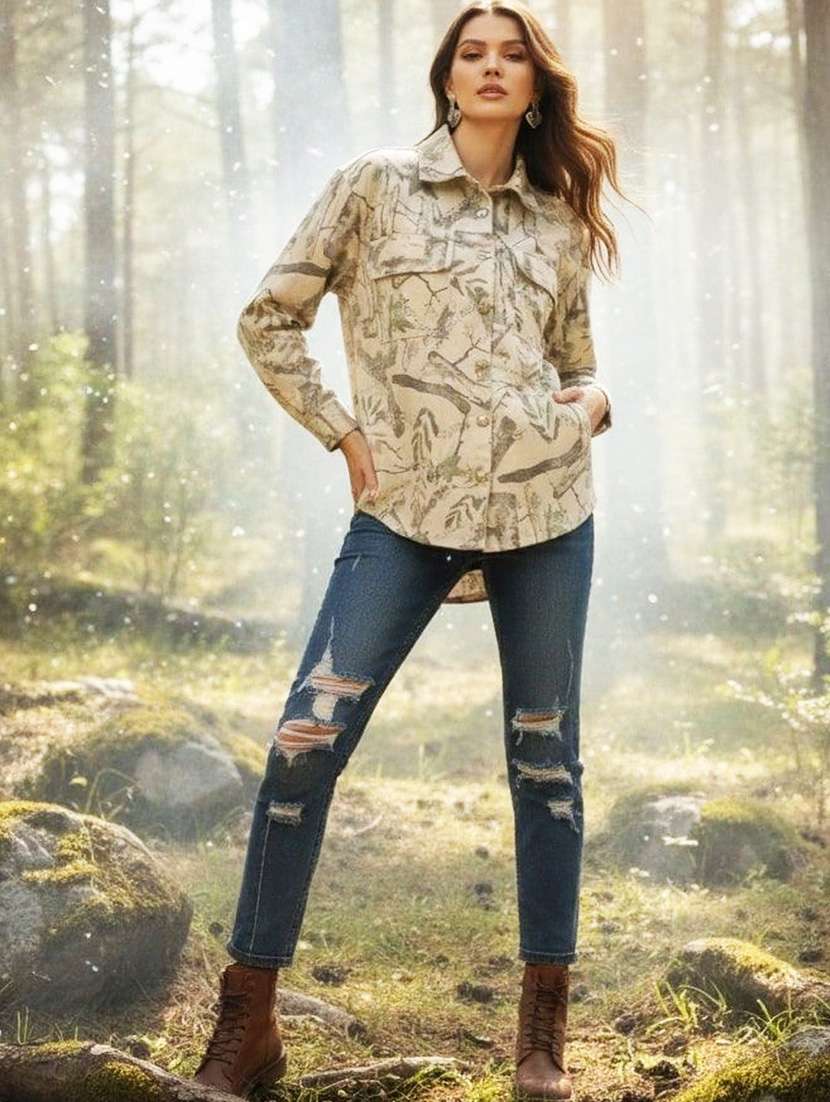 women printed collared long sleeve shirt - 22465792 -  Standard Image - 5