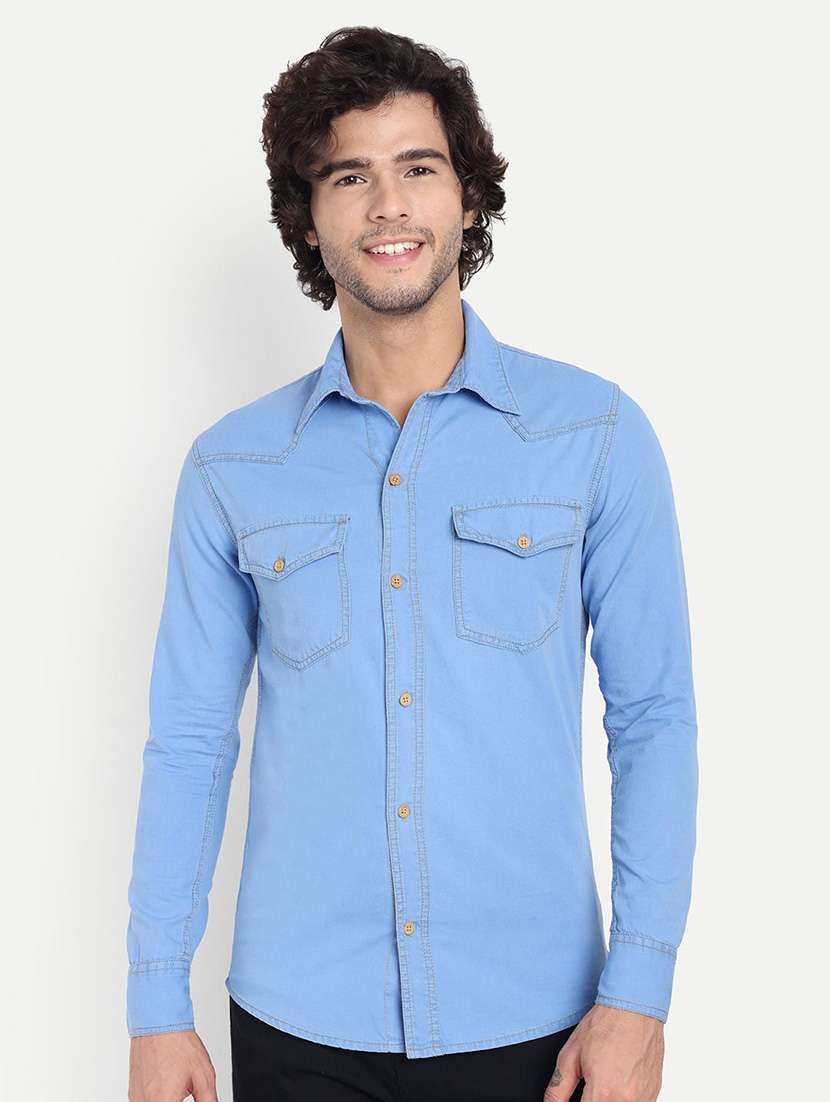 men solid long sleeve regular fit casual shirt