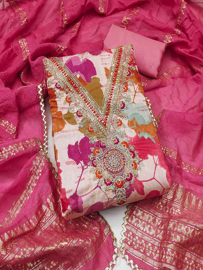 women printed unstitched suit set