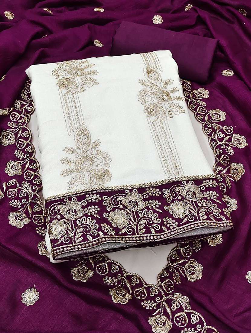 women solid with work unstitched suit set