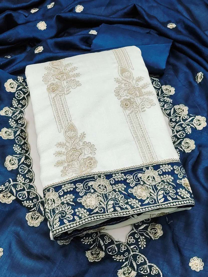 women solid with work unstitched suit set