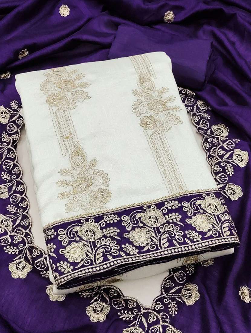 women solid with work unstitched suit set