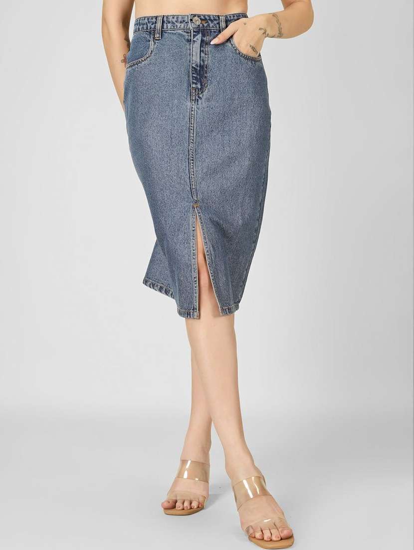 women blue denim pencil skirts skirt