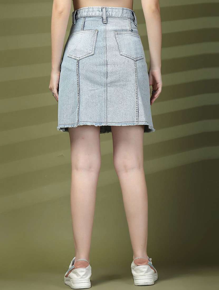 women blue denim a-line skirt - 22466027 -  Standard Image - 3