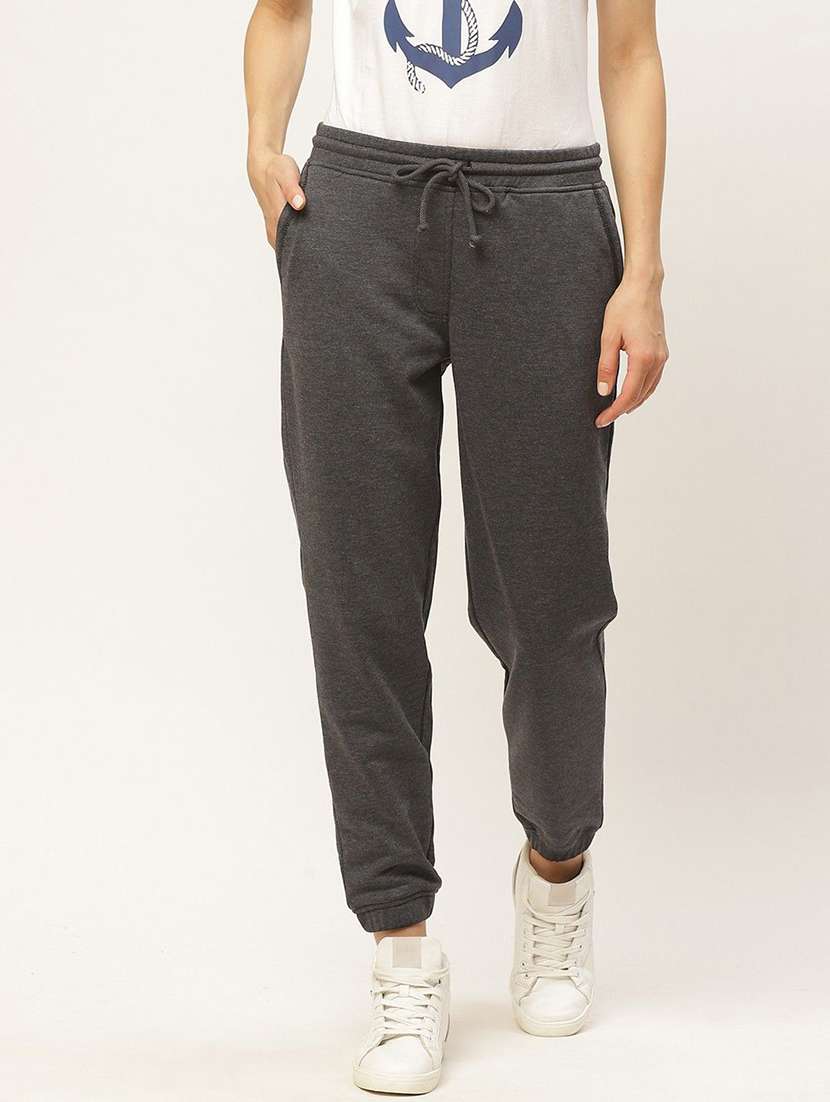 women grey cotton track pant
