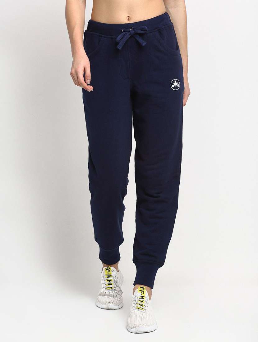 women blue cotton track pant