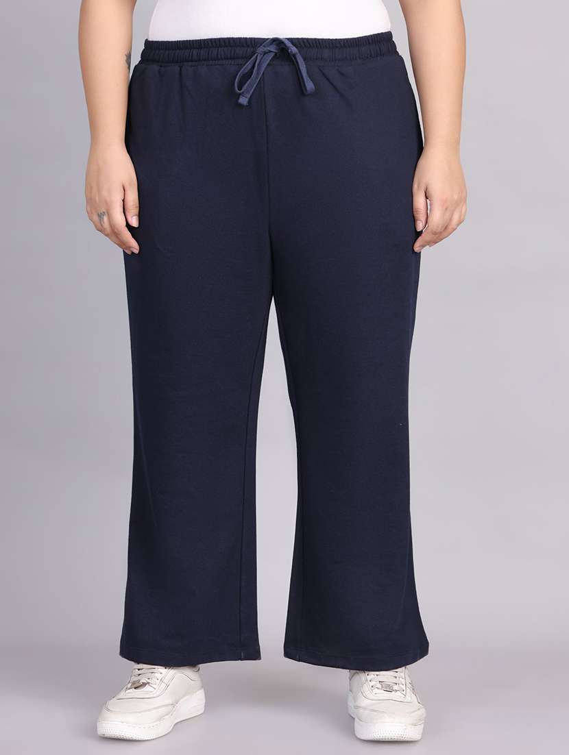 women blue cotton track pant