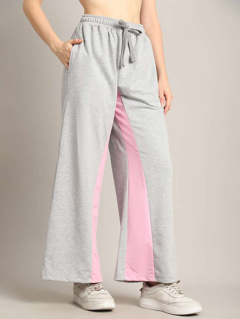 women grey cotton track pant