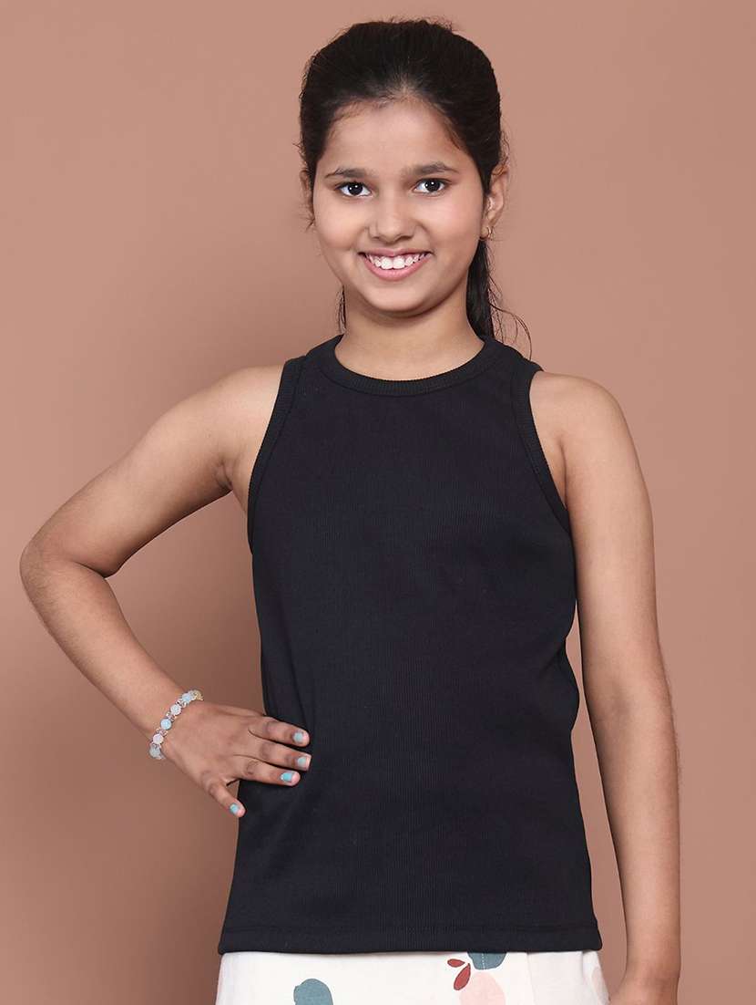 girls solid sleeveless tank top
