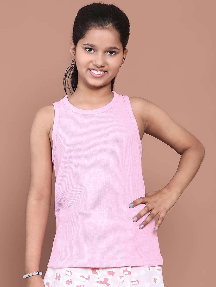 girls solid sleeveless tank top