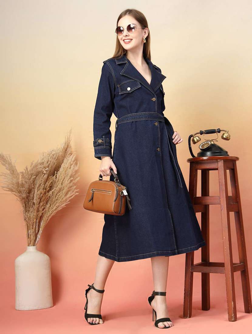 navy blue cotton shirt dress