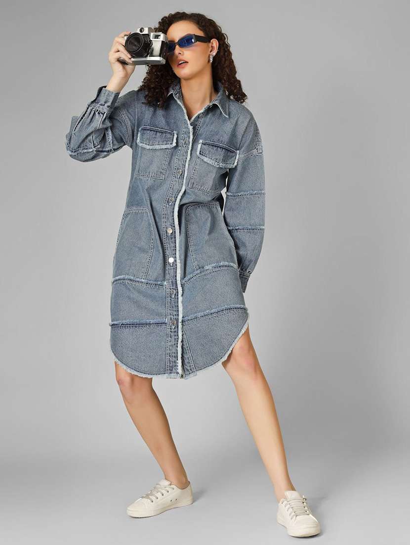 blue denim shirt dress