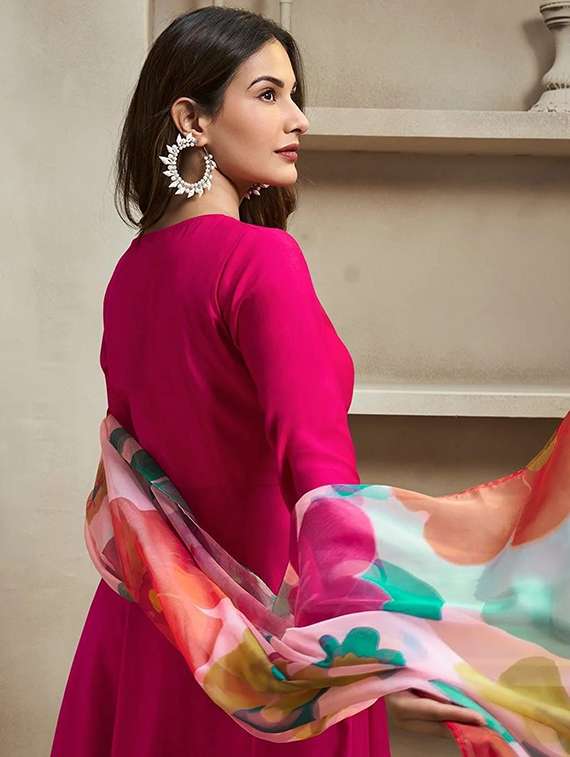 women pink kurta dupatta set - 22466310 -  Standard Image - 5
