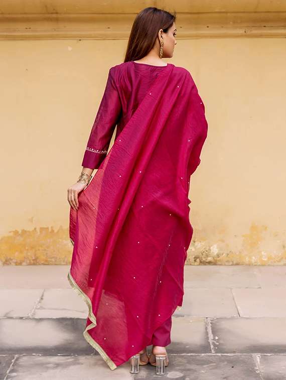 women pink kurta dupatta set - 22466325 -  Standard Image - 3