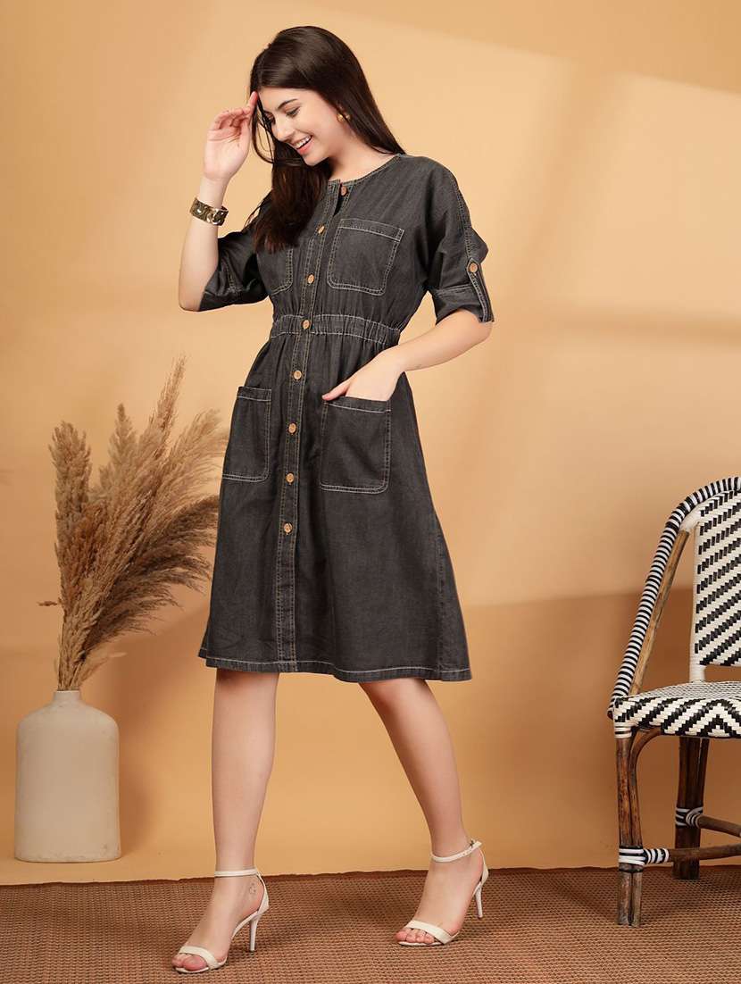 women grey denim shirt dress - 22466349 -  Standard Image - 3