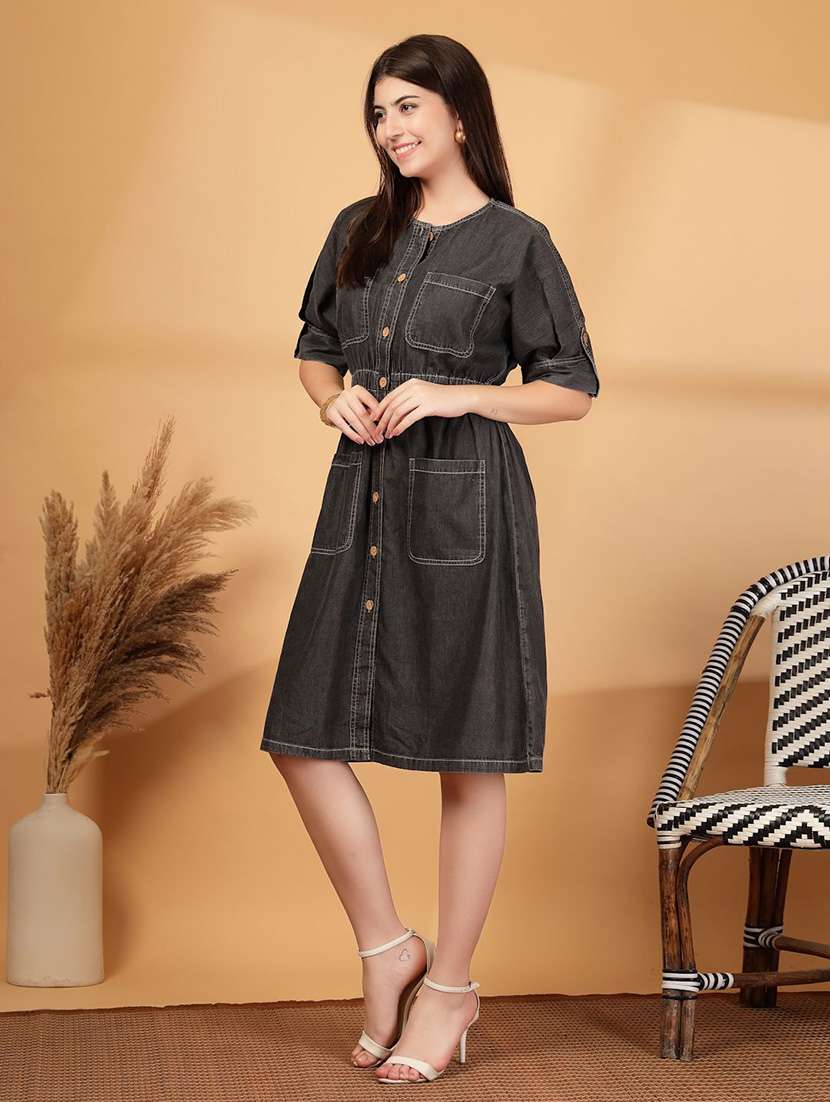 women grey denim shirt dress - 22466349 -  Standard Image - 5