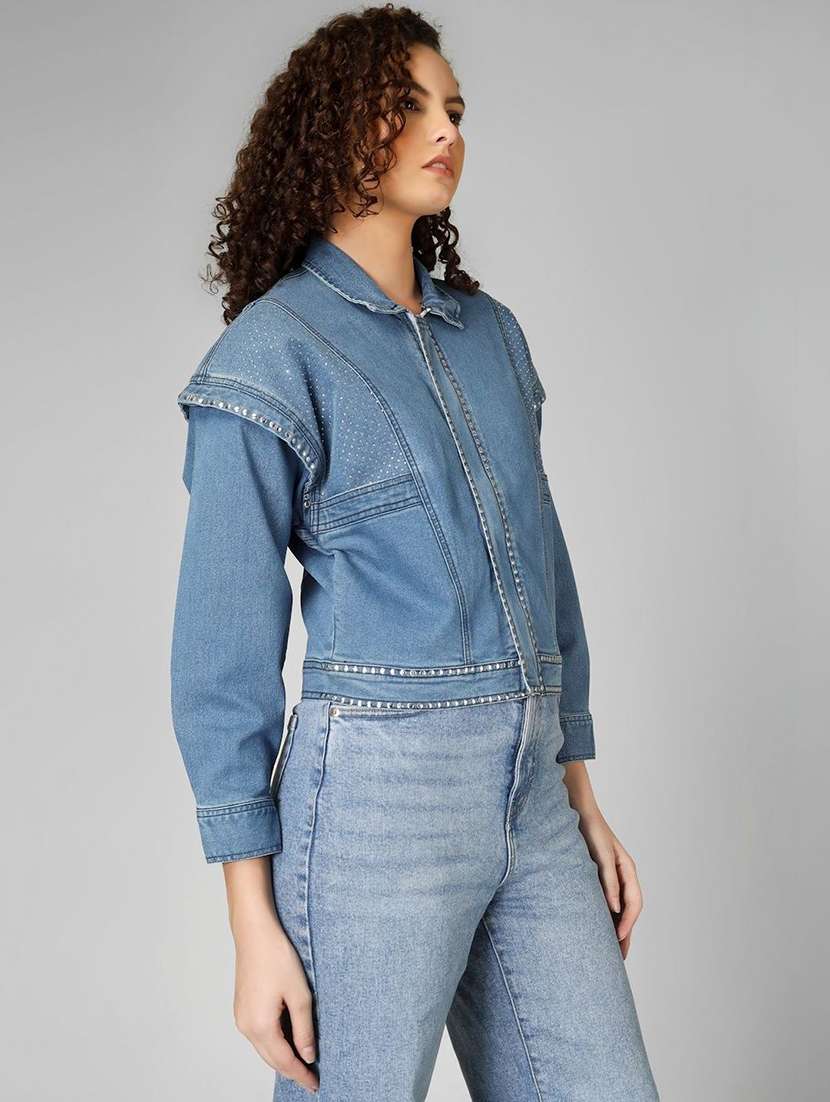 women blue denim denim jacket - 22466370 -  Standard Image - 3