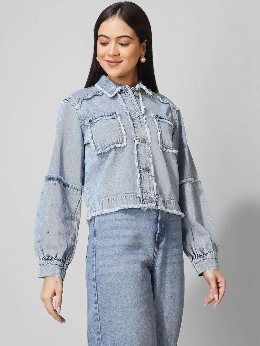 women blue denim denim jacket - 22466371 -  Standard Image - 3