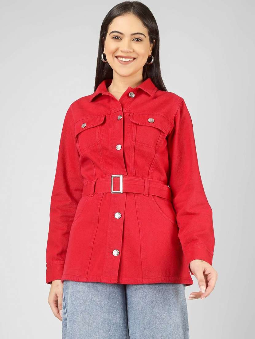 women red denim denim jacket