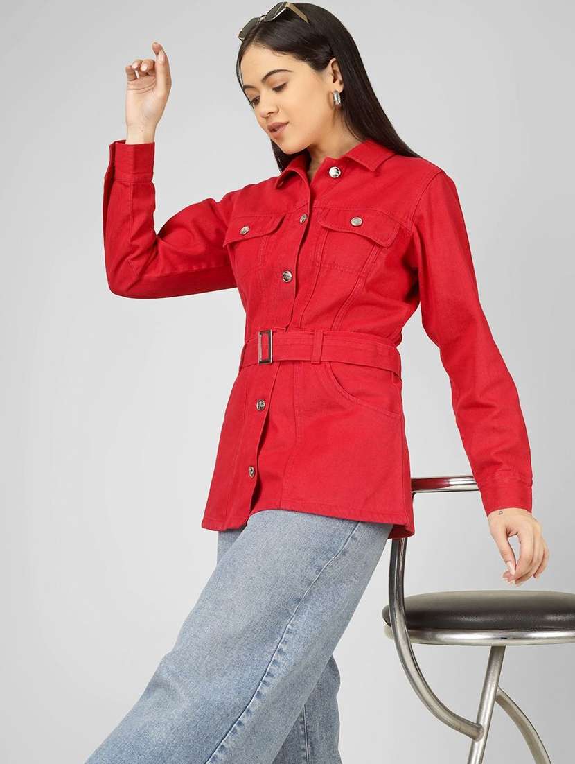 women red denim denim jacket - 22466376 -  Standard Image - 3