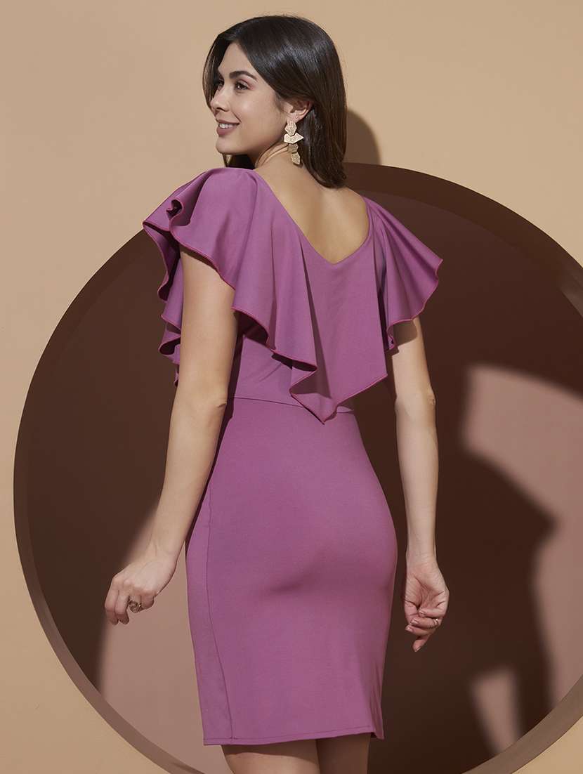 women purple lycra blend bodycon dress - 22466405 -  Standard Image - 3