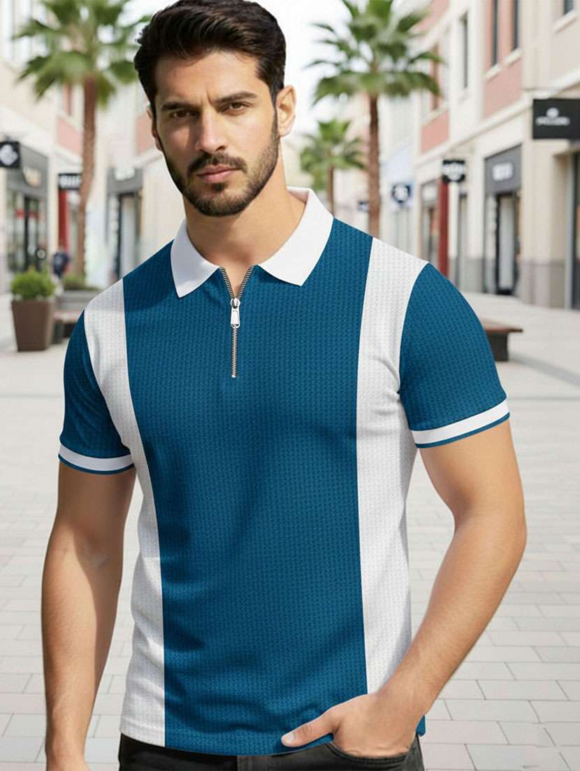 men color block short sleeve regular fit polo t-shirt