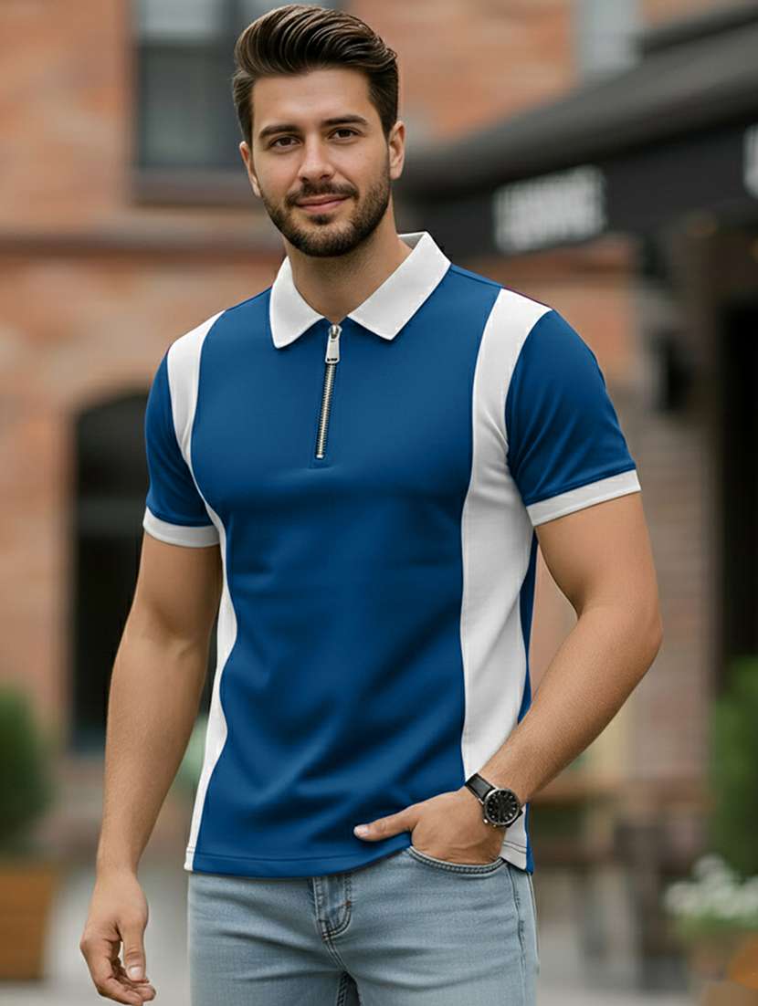 men color block short sleeve regular fit polo t-shirt
