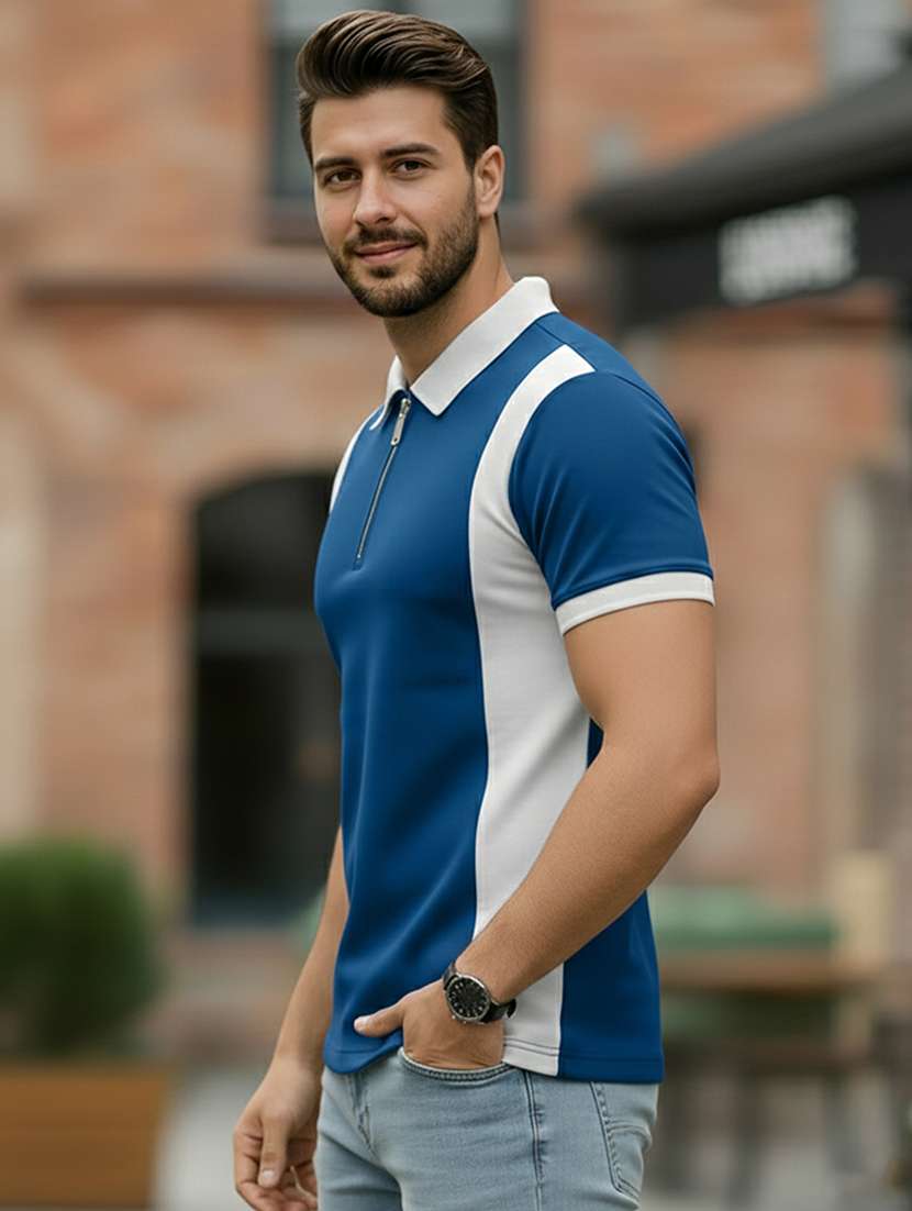 men color block short sleeve regular fit polo t-shirt - 22466570 -  Standard Image - 3