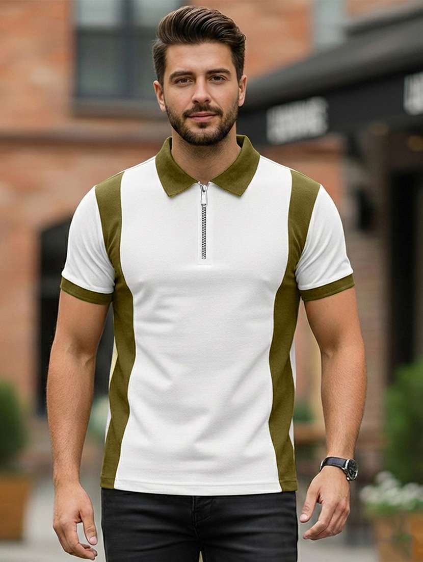 men color block short sleeve regular fit polo t-shirt