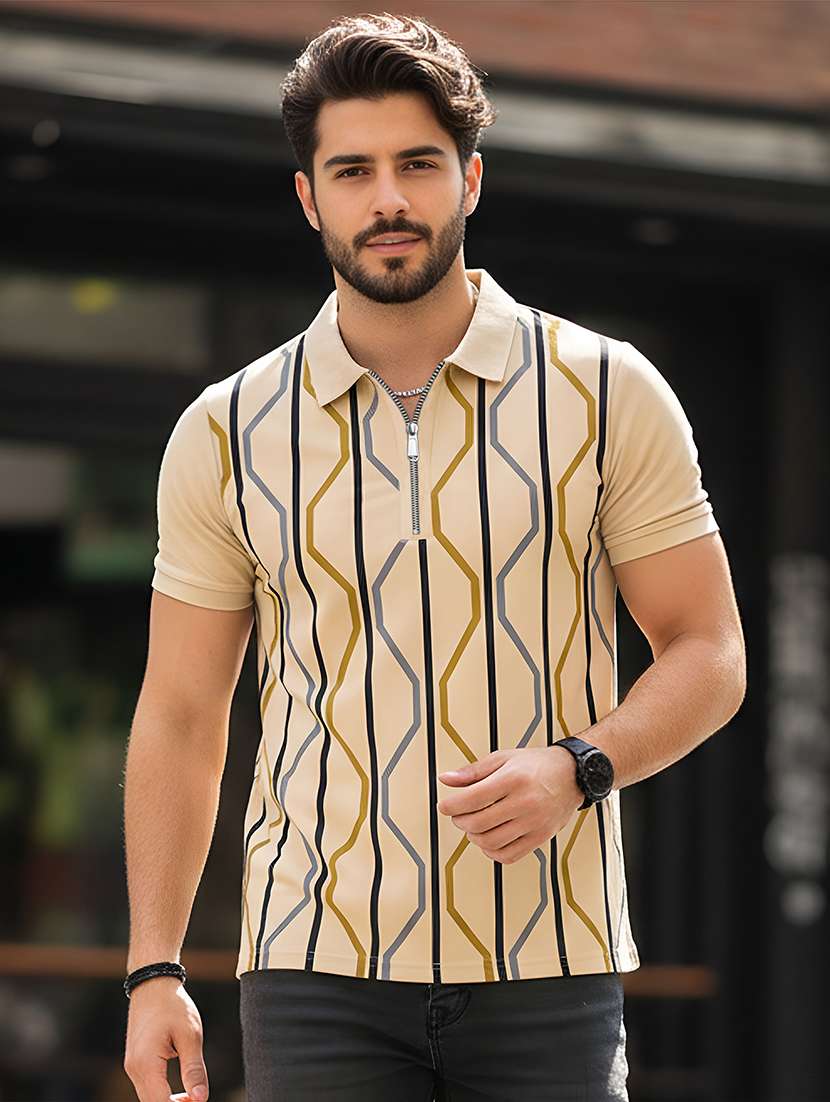 men printed short sleeve regular fit polo t-shirt