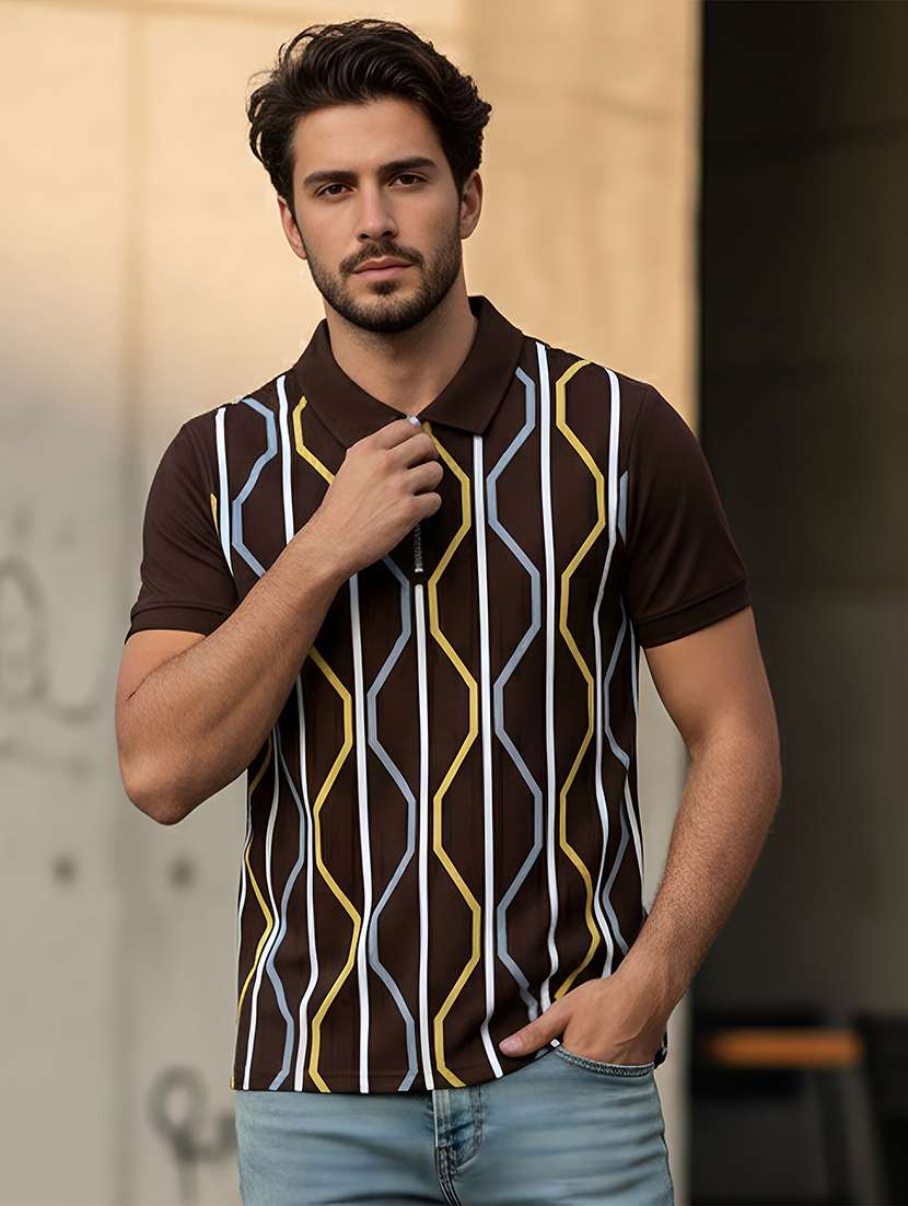 men printed short sleeve regular fit polo t-shirt