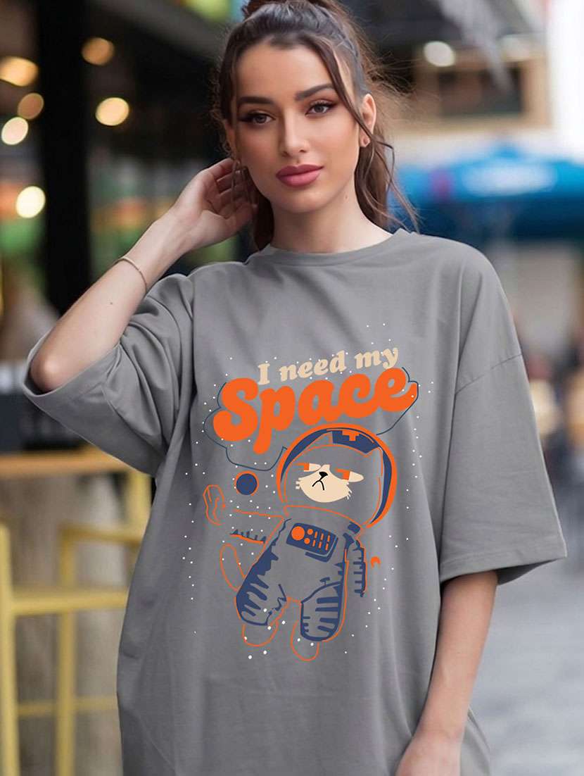 women printed short sleeve oversized t-shirt