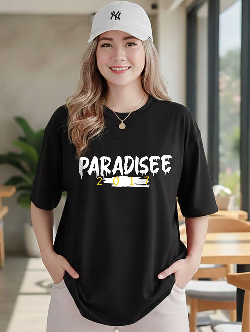 women typographic short sleeve oversized t-shirt