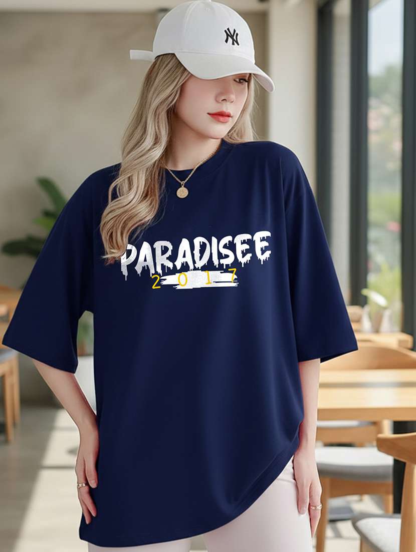 women typographic short sleeve oversized t-shirt