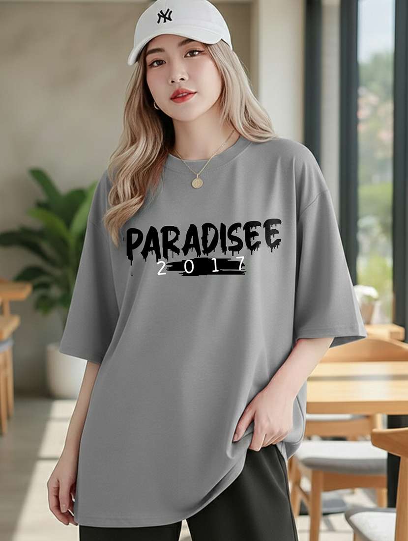 women typographic short sleeve oversized t-shirt