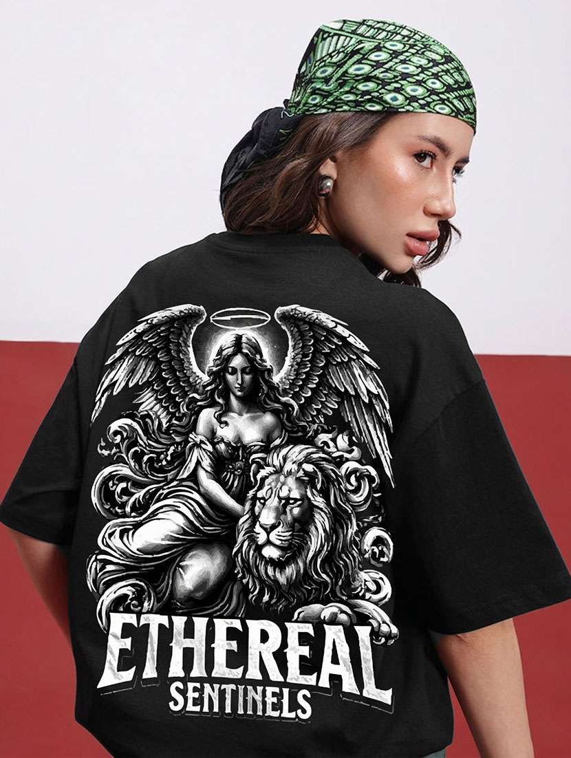 women back print short sleeve oversized t-shirt