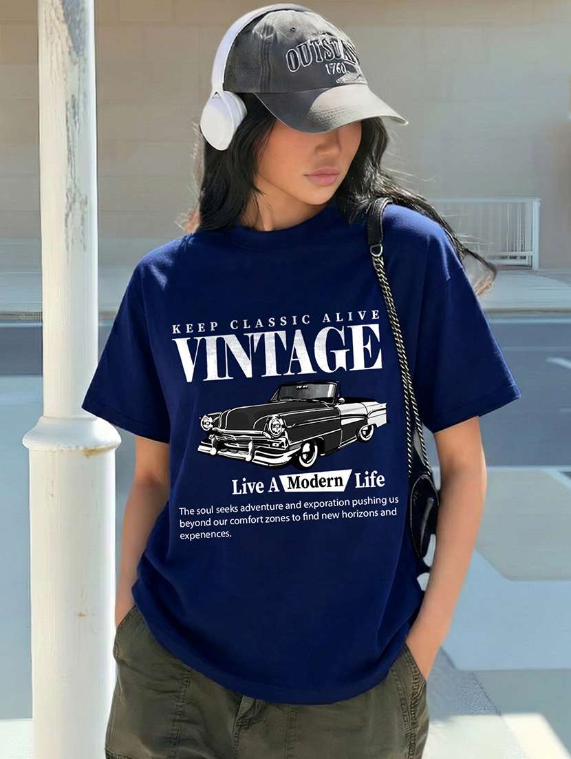 women printed short sleeve oversized t-shirt