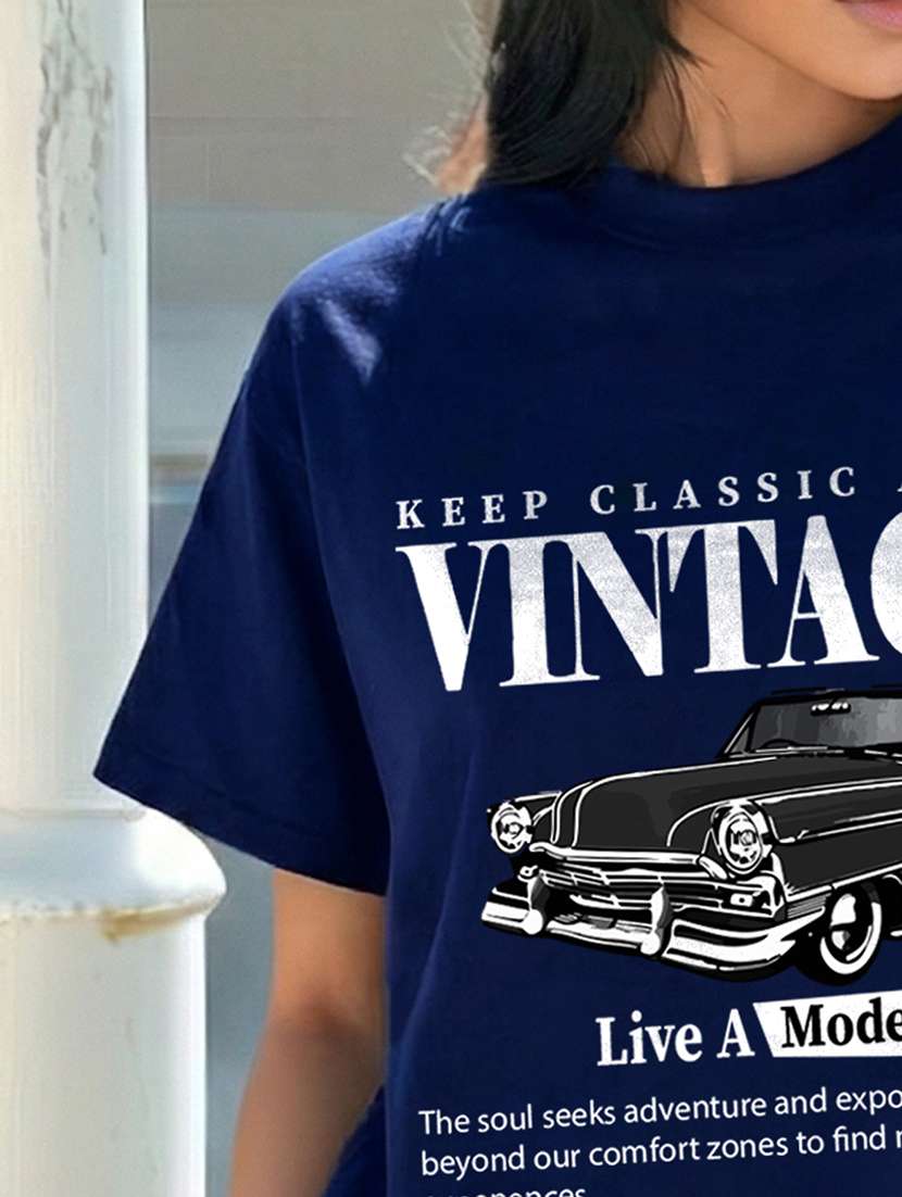 women printed short sleeve oversized t-shirt - 22466756 -  Standard Image - 3