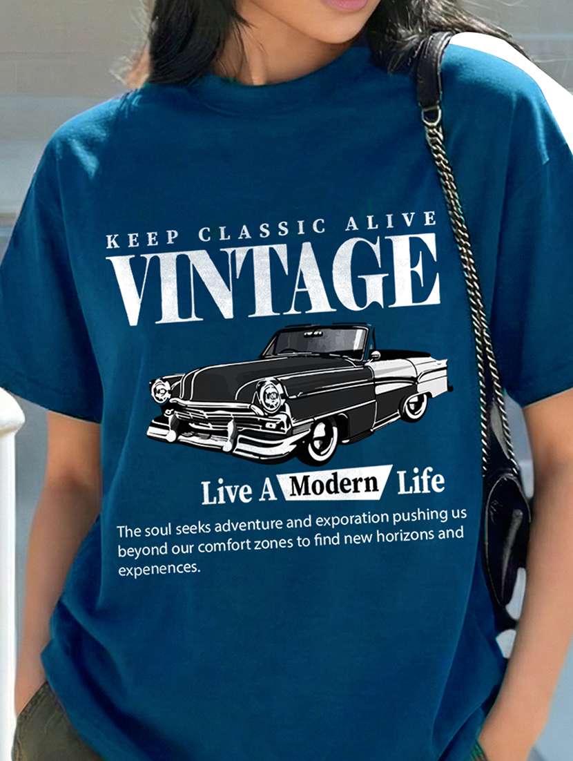 women printed short sleeve oversized t-shirt - 22466760 -  Standard Image - 3