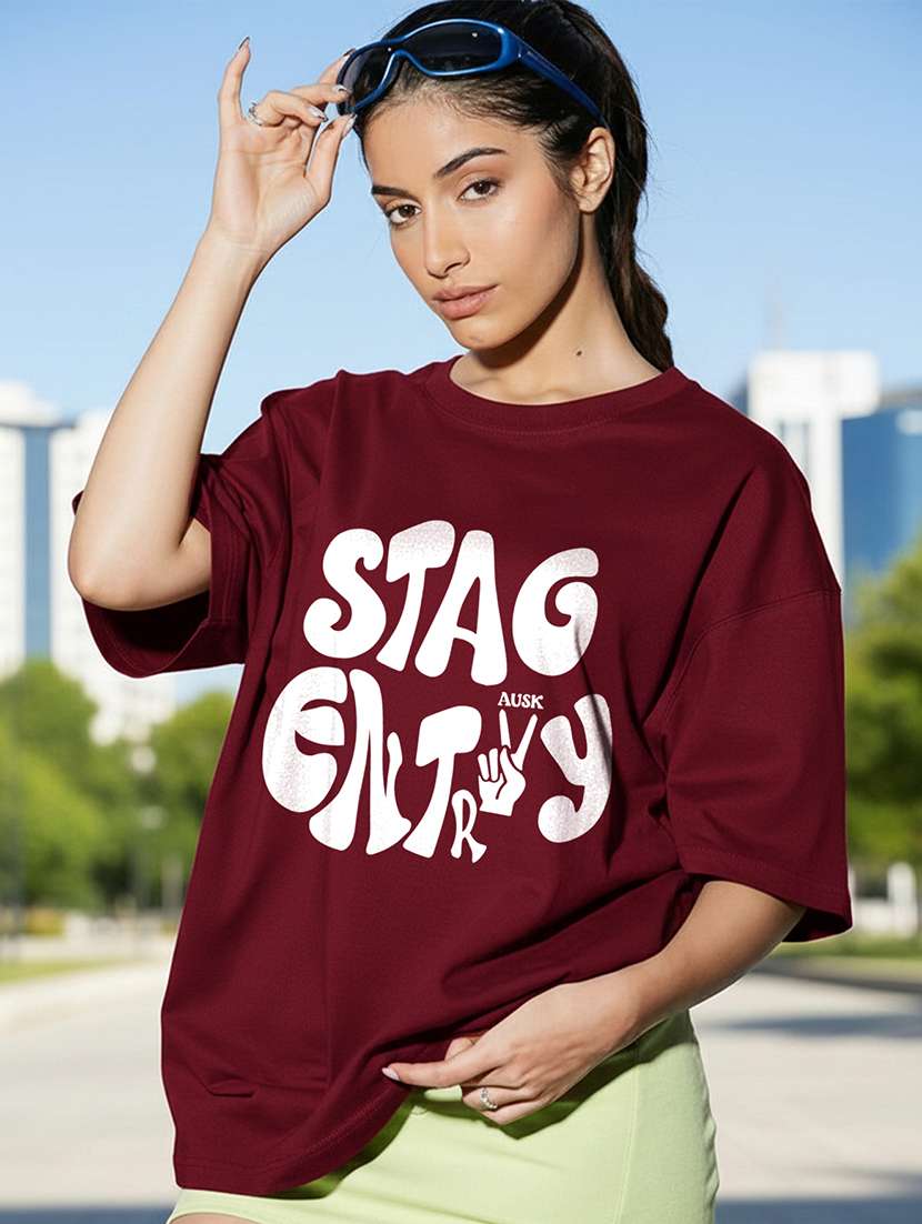 women typographic short sleeve oversized t-shirt