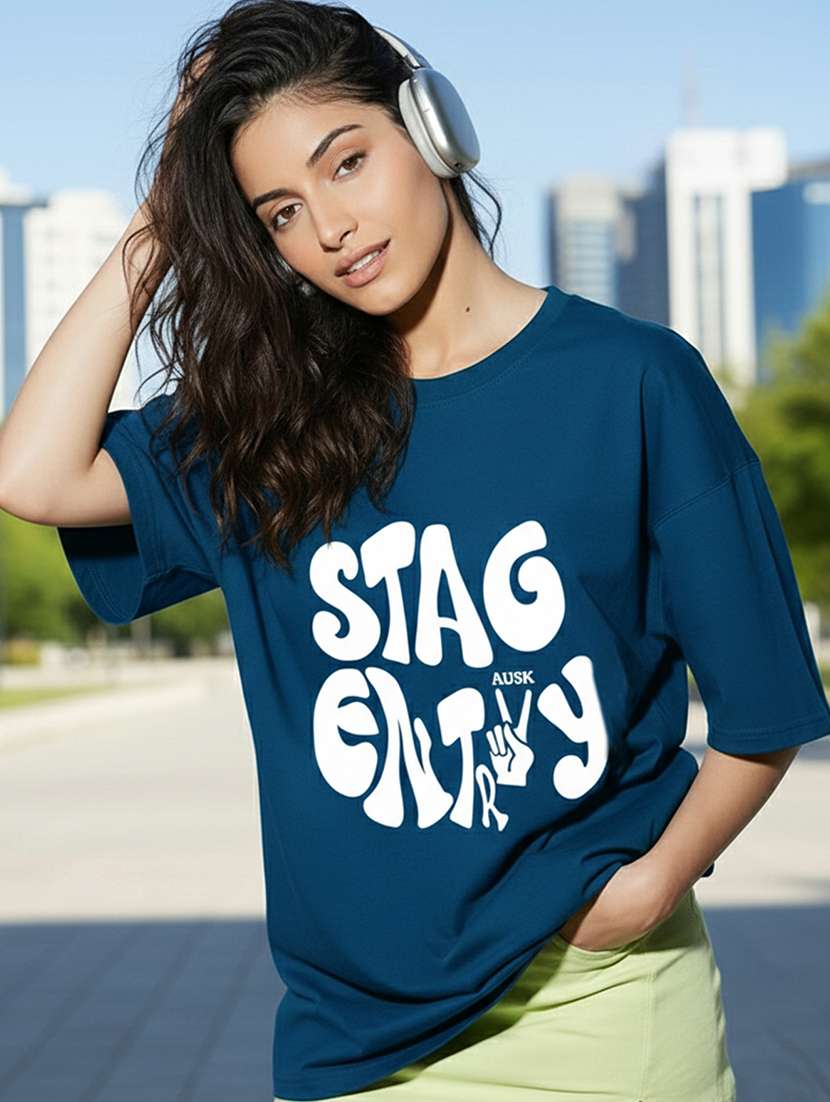 women typographic short sleeve oversized t-shirt