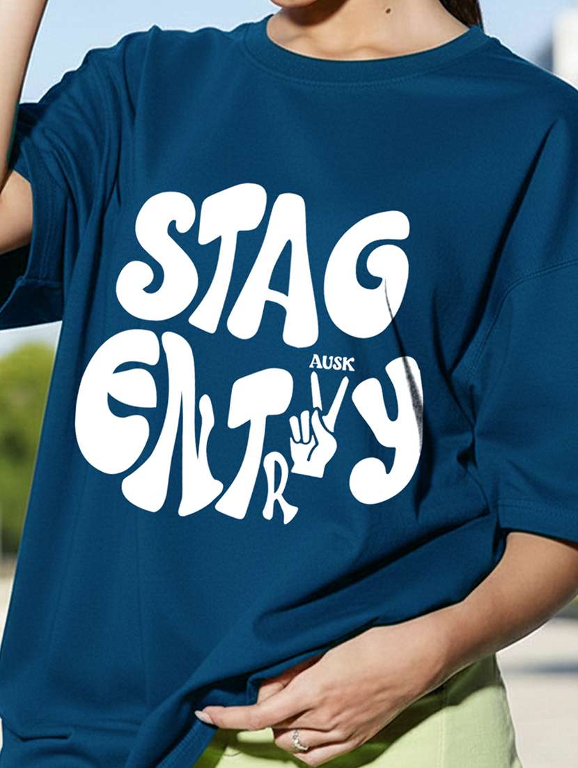 women typographic short sleeve oversized t-shirt - 22466793 -  Standard Image - 3